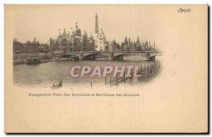 Old Postcard Perspective Pont des Invalides and Flags of Nations Paris Tour E...