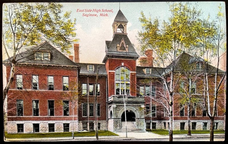 Vintage Postcard 1907-1915 East Side High School, Saginaw, Michigan (MI)