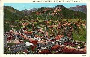 Village of Estes Park Colorado Vintage Postcard Standard Aerial View Card