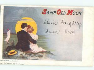 Pre-Linen Comic ROMANTIC COUPLE BY THE MOON AB9551