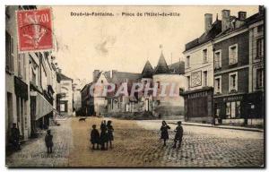 Old Postcard Doue la Fontaine Place of & # City 39hotel