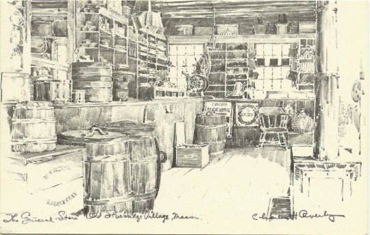 The General Store - Old Sturbridge Village MA Vintage Postcard Artist Signed Cha