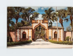 Postcard Entrance Gateway of John Ringling Residence Sarasota Florida USA