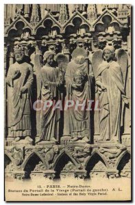 Old Postcard Paris Notre Dame Statues of the portal of the Virgin left Portal