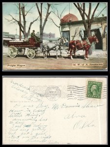 ABRO US 1912 Vintage Card Freight Wagon M.W. of A. SANATORIUM Gorgeous
