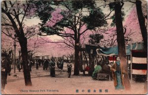 Japan Cherry Blossoms Park Yokohama Coloured Vintage Postcard C054