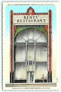 Postcard NJ Atlantic City Kents Uptown Restaurant Vintage Linen  B7