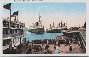 Excursion Steamers Detroit Michigan Vintage Postcard C160