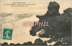 Postcard Old Saint Malo Emerald Coast Study of Waves on pending Roche Roche F...