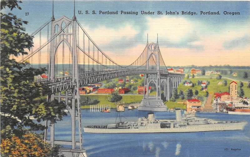 US6496 uss portland passing under st john s bridge portland oregon ship usa