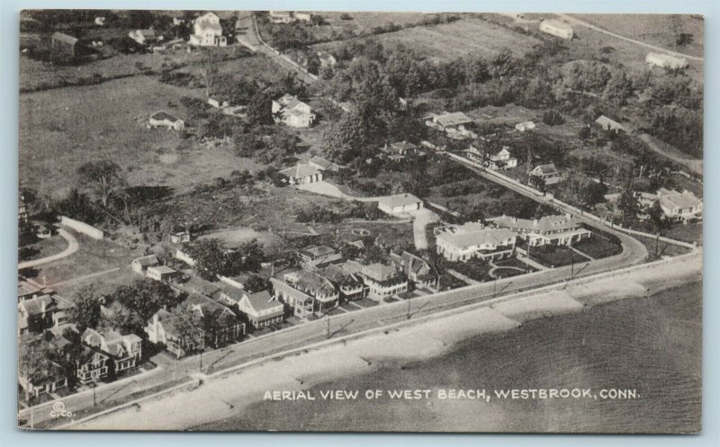 Postcard CT Westbrook Connecticut Aerial View of West Beach c1940s AG6