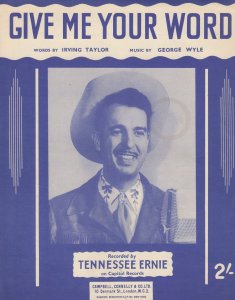 Give Me Your Word Tennessee Eric 1950s Sheet Music