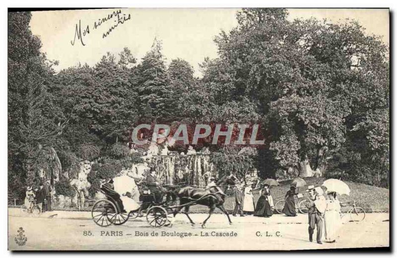 Old Postcard Paris Bois de Boulogne La Cascade