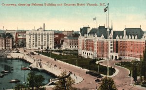 Vintage Postcard 1910s Causeway Belmont Bldg. & Empress Hotel Victoria B.C. Can.