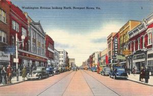 NEWPORT NEWS, VA Virginia  WASHINGTON AVE Sherman~J Green Shoes c1940's Postcard