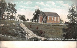 WALDOBORO MAINE OLD GERMAN CHURCH & CEMETERY POSTCARD (c. 1905)