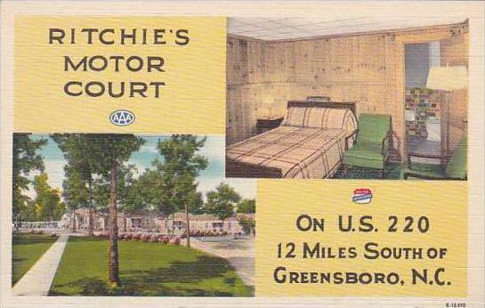 North Carolina Greensboro Ritchies Motor Court 1953