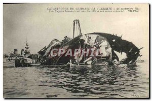 Old Postcard Boat Catastrophe of Freedom the wreck Toulon revealing a turret ...