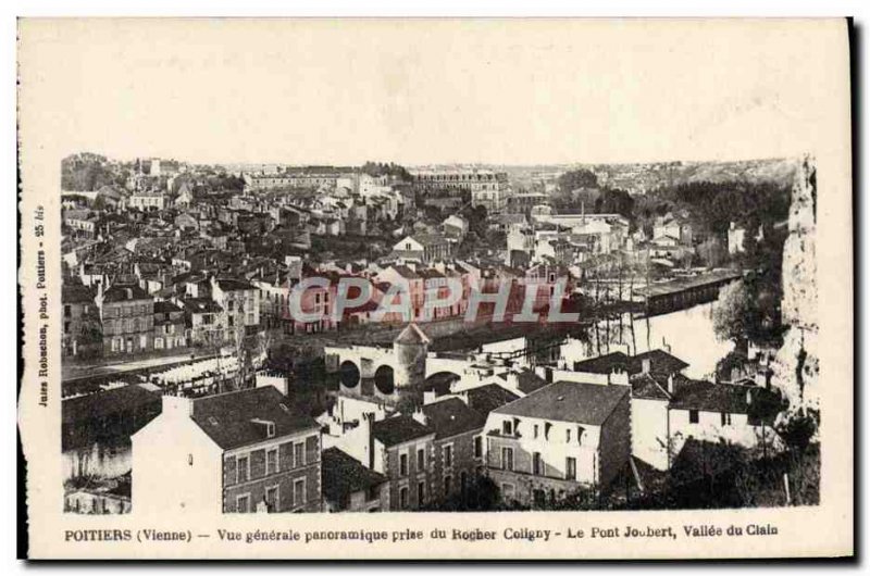 Old Postcard Poitiers Panoramic View Generae rock Socket Coligny Joubert brid...