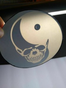 Grateful Dead Original Car Window Decal Black And White Skull Ying Yang Vintage 