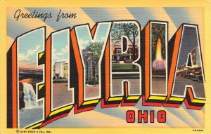 Beautiful Linen Large Letter, Elyria, Ohio, OH, CT Publ, Old Postcard