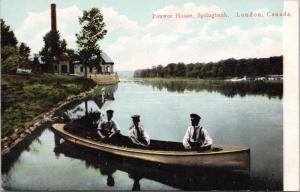 Power House Springbank London Ontario ON Men in Canoe Unused Postcard D70