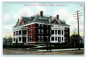 1912 Home for Aged Men, Broad Street Providence Rhode Island RI Postcard