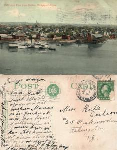 BRIDGEPORT CT VIEW FROM HARBOR ANTIQUE POSTCARD