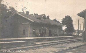 RPPC SANDHEMS STATION TRAIN DEPOT SANDHEM SWEDEN STAMPS REAL PHOTO POSTCARD 1923