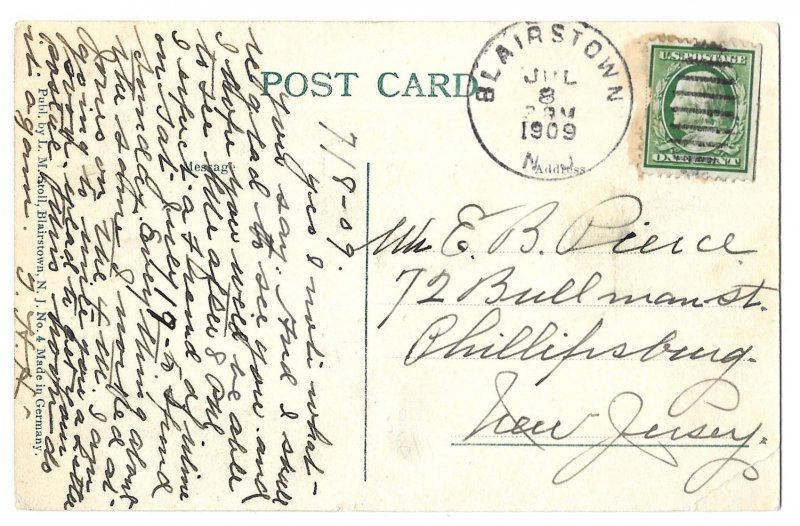 State Falls, Blairstown, New Jersey, Postcard, Mailed 1909