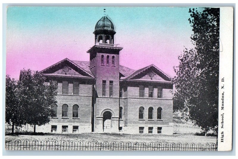 Mandan North Dakota ND Postcard High School Building Exterior c1910's Antique