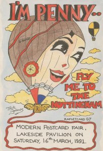 Nottingham Hot Air Balloon Penny Exhibition Advertising Postcard