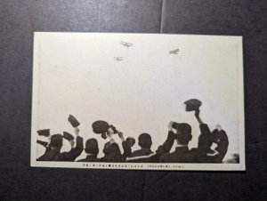 Mint Japan RPPC Aviation Military Postcard Soldiers Salute Airplanes in Flight