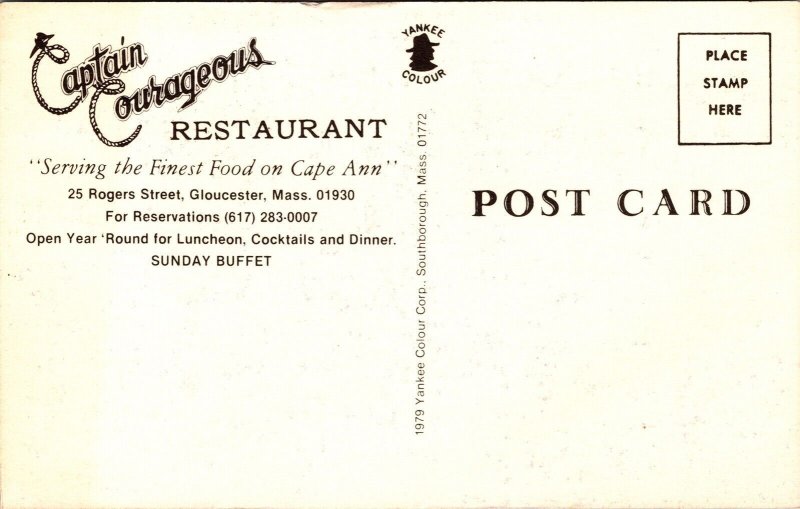 Captain Courageous Restaurant Multiview Gloucester Massachusetts MA Postcard VTG 