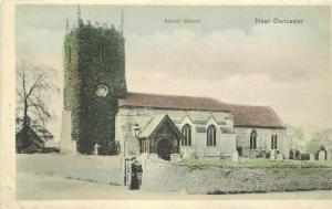 Adwick Church Doncaster hand colored C-1910 Postcard Stewart Woolf 4176 UK