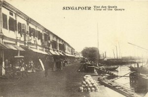 PC CPA SINGAPORE, VIEW OF THE QUAYS, Vintage Postcard (b19648)