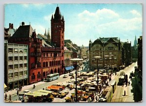 Market Place & Town Hall BASEL Switzerland 4x6 Vintage Postcard 0280