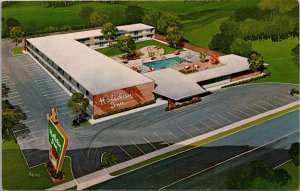 Vtg Saginaw MI Holiday Inn Hotel Aerial View 1960s Artist Rendered Postcard