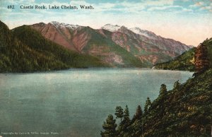 Vintage Postcard 1927 Castle Rock Lake Chelan Washington J. L Robbins Co. Pub.