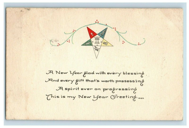 c. 1910 Order Of The Eastern Star New Years Postcard Postcard P42 