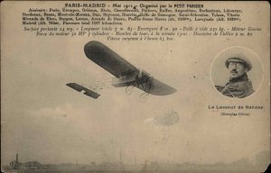 Pioneer Aviation Monoplane Airplane Lasseur de Ranzay Paris-Madrid Postcard