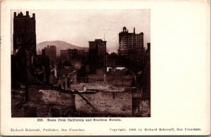 San Francisco Earthquake, California and Stockton Streets c1906 Postcard Q75