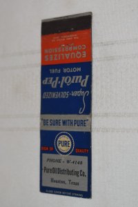 Super-Solvenized Purol-Pep Motor Oil Pure Oil Texas 20 Strike Matchbook Cover