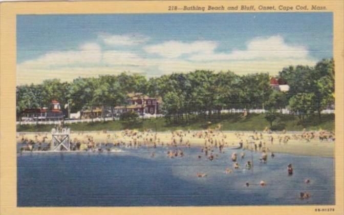 Massachusetts Cape Cod Bathing Beach and Bluff At Onset 1947 Curteich