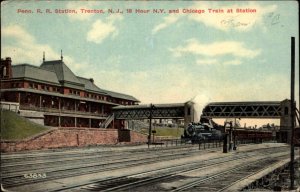 Trenton New Jersey NJ Penn Railroad Train Station Depot c1910 Postcard