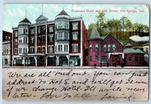 1909 Waukesha Hotel Bath House Restaurant Building Hot Springs Arkansas Postcard