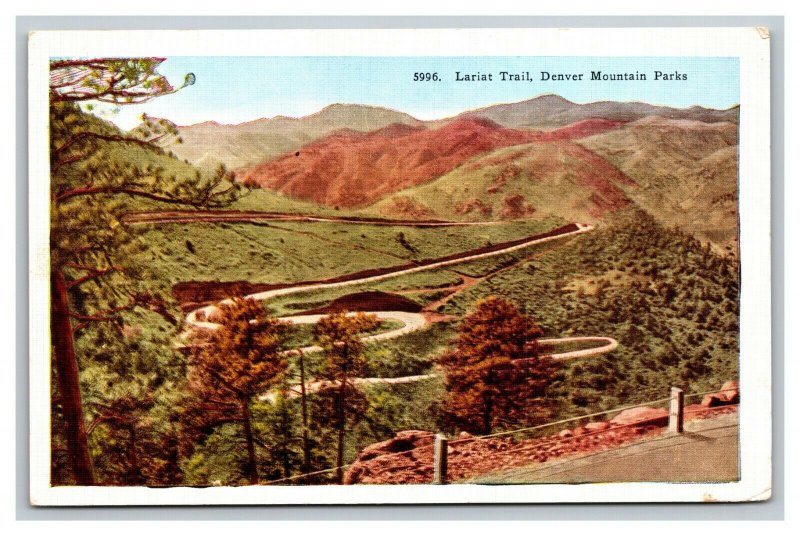 Vintage 1940's Postcard Lariat Trail Denver Mountain Parks Colorado