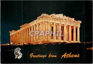 Modern Postcard Greetings from Athens Acropolis Parthenon Illuminee