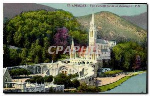 Old Postcard Lourdes Overview of the Basilica