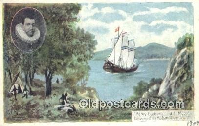 Henry Hudson Half Moon, Hudson River, New York, NY USA Sailboat Unused crease...